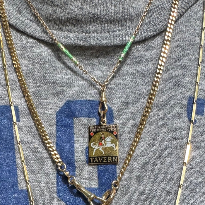 14k Enamel Man & Horse Tavern Charm