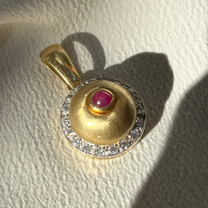 Italian 18k Ruby and Diamond Pendant