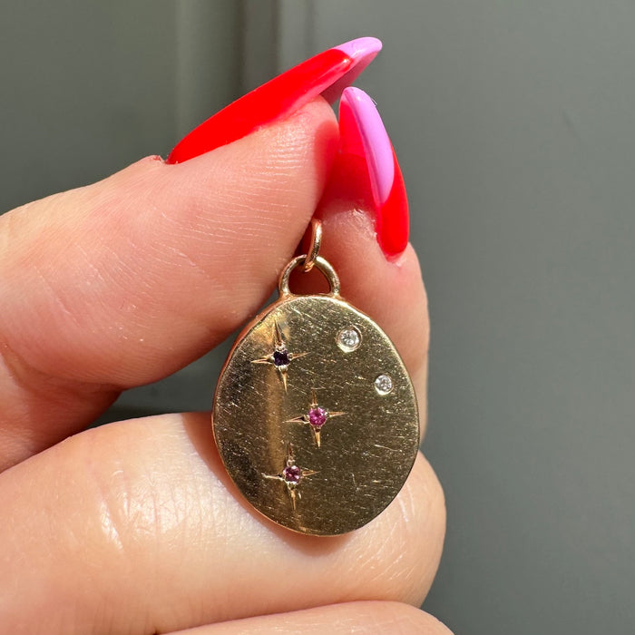 14k Star Set Gemstone Pendant