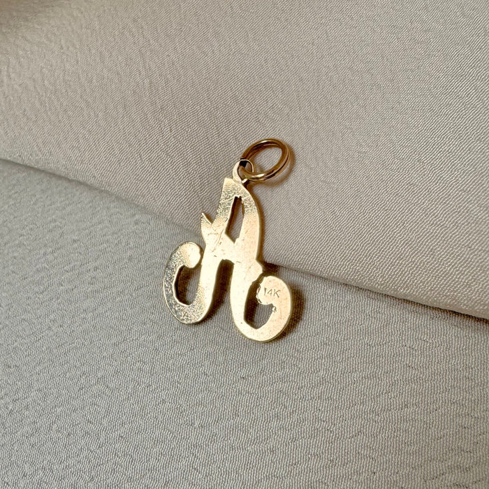 14k Letter A Script Charm