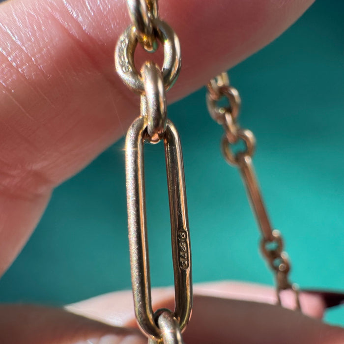 9k Trombone Link Bracelet with Hallmarked Links