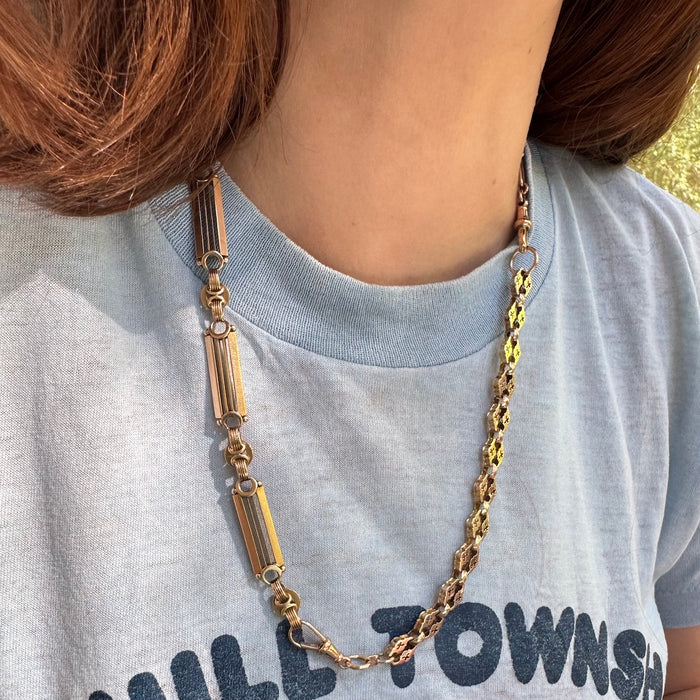 Antique 14k Elongated Fancy Link Chain