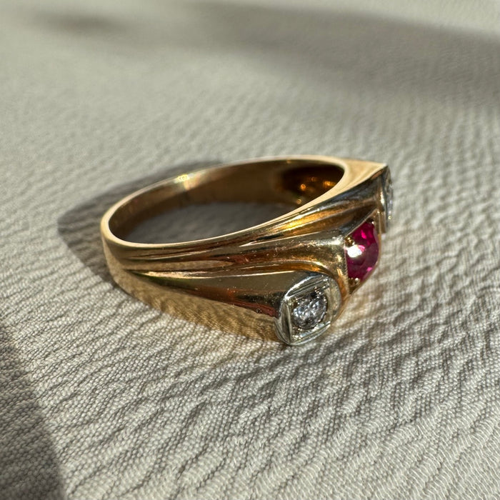 14k Ruby and Diamond Trilogy Ring