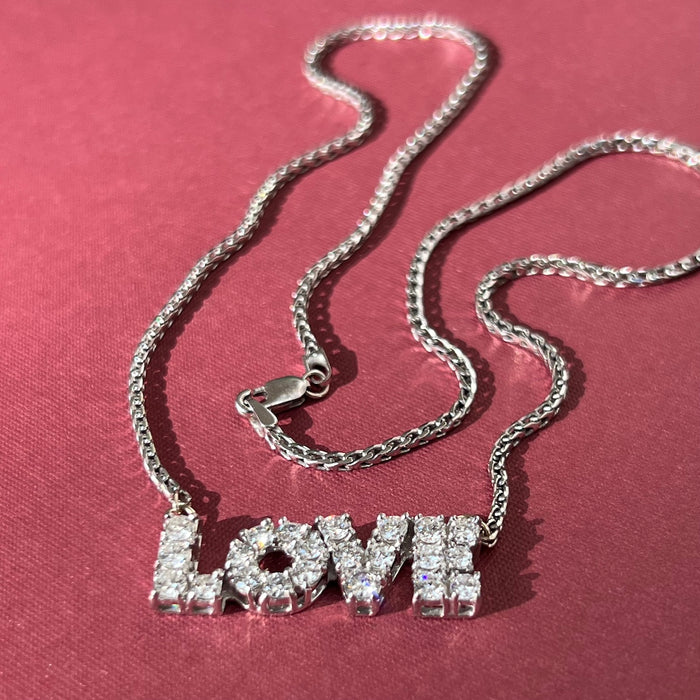 Platinum and 14k Diamond LOVE Necklace