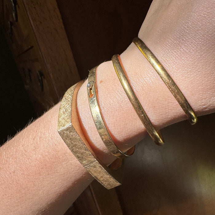 14k Textured Square Hinged Bracelet