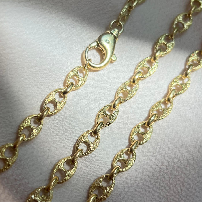 Textured 18k Solid Mariner Bracelet + Necklace