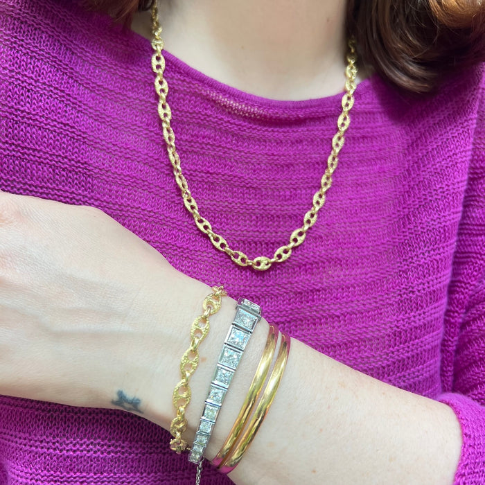 Textured 18k Solid Mariner Bracelet + Necklace