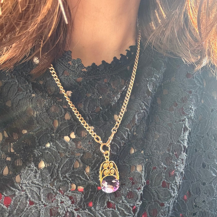 Antique 18k Amethyst Spinner Pendant