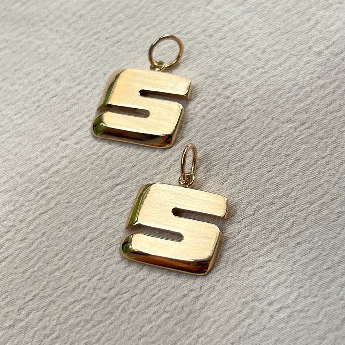 Mid Century 14k Block Letter S Charm