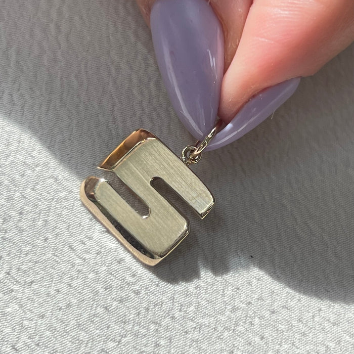 Mid Century 14k Block Letter S Charm