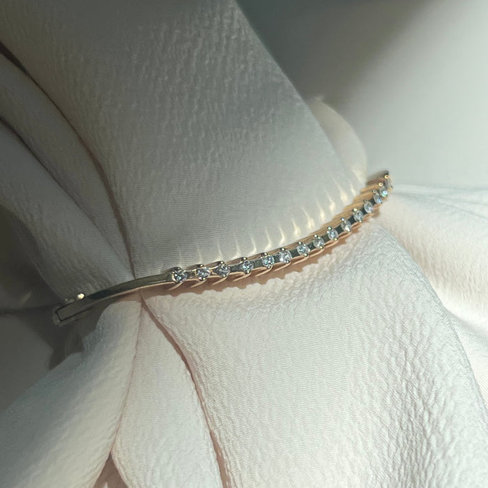 14k Diamond Curved Hinged Bangle Bracelet