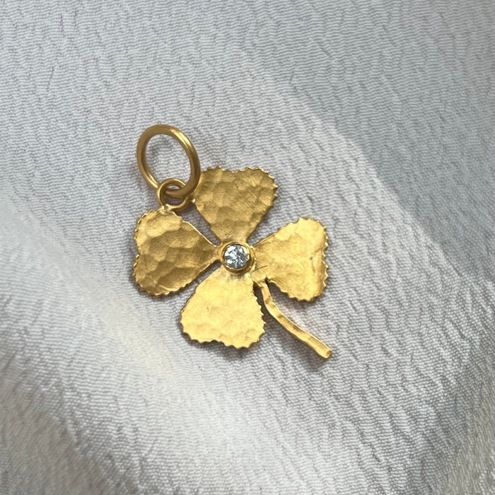 24k Diamond Clover Charm