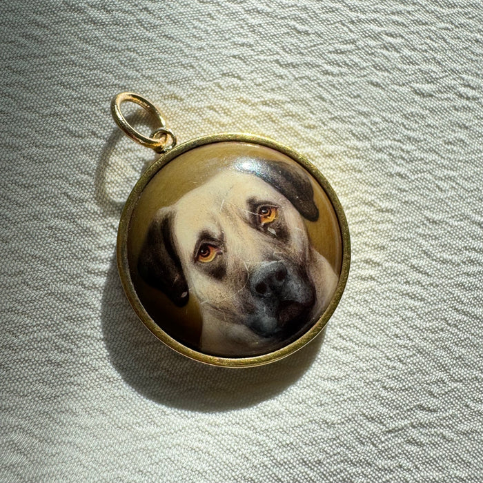 14k W.B.Ford Painted Dog Pendant c. 1874