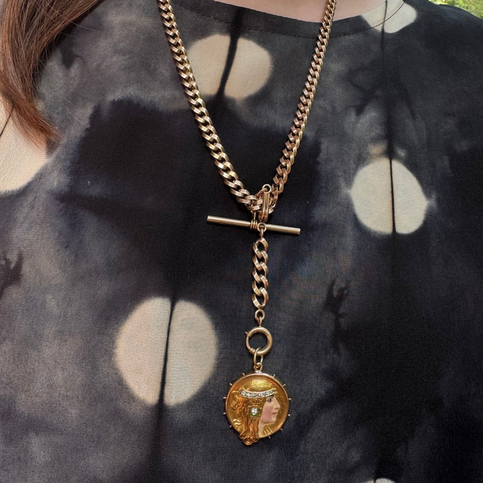 Art Nouveau Enamel and Diamond Figural Charm