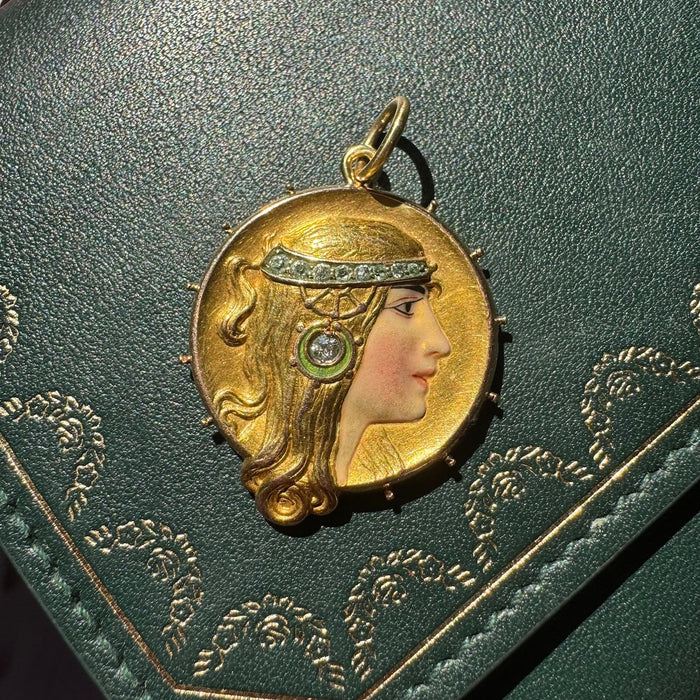Art Nouveau Enamel and Diamond Figural Charm