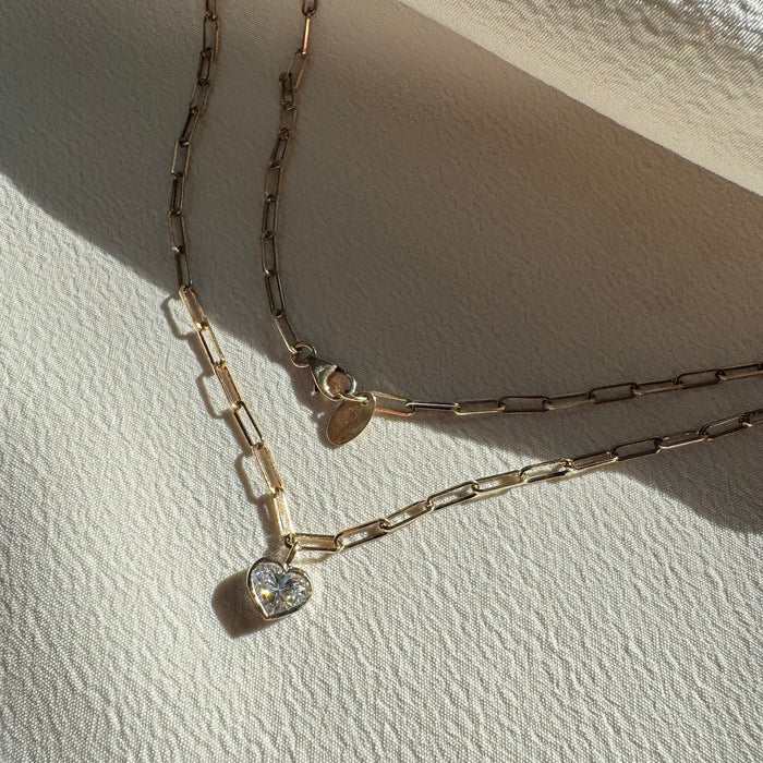 14k Heart Shaped Diamond Necklace