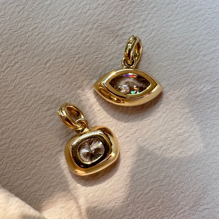 Bespoke 14k Collet Set Lab Diamond Pendants