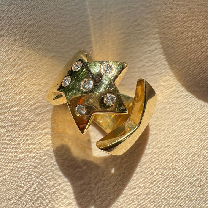 Chunky 18K Diamond Star Ring