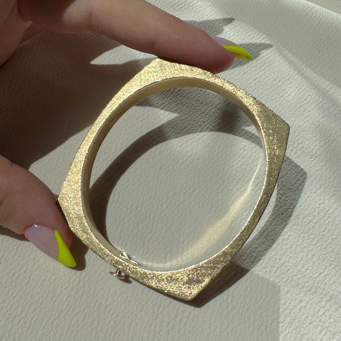 14k Textured Square Hinged Bracelet