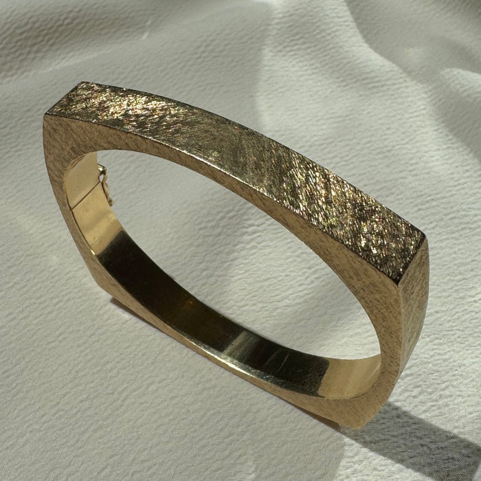 14k Textured Square Hinged Bracelet