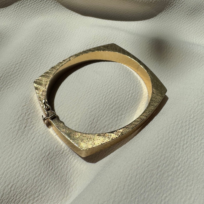 14k Textured Square Hinged Bracelet