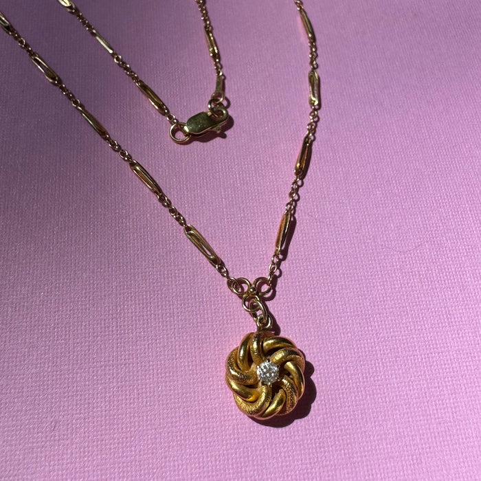 14k Knot Diamond Drop Necklace