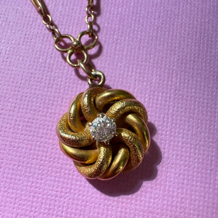 14k Knot Diamond Drop Necklace