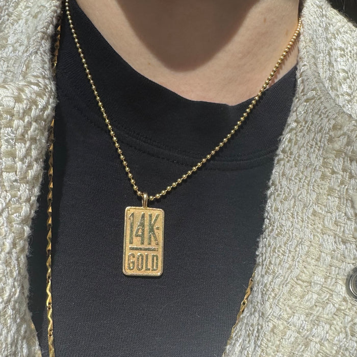 14k Gold Bar Charm