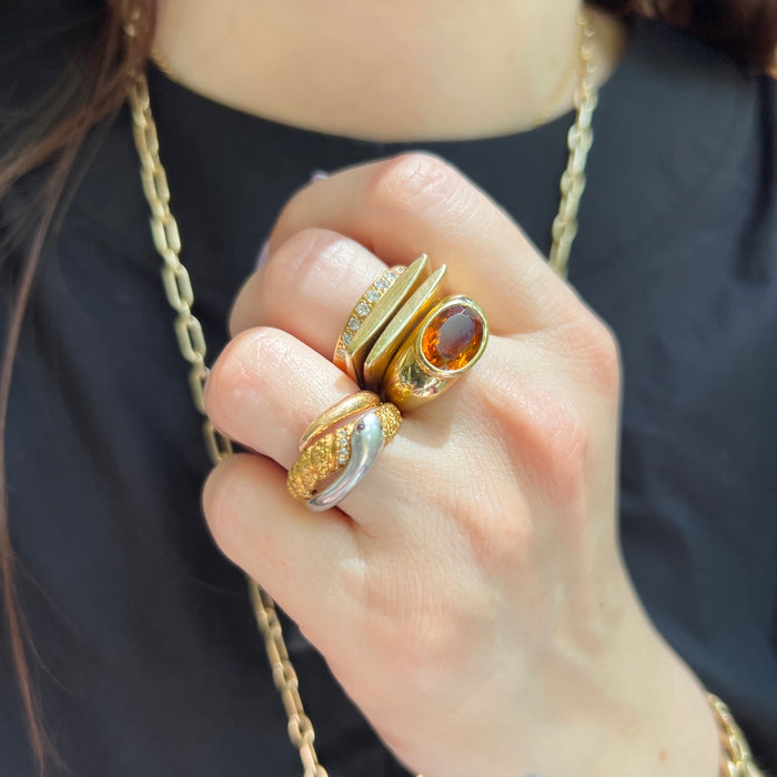 18k Chunky Bezel Set Citrine Ring