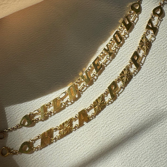Vintage 14k HAPPY and I LOVE YOU Bracelets