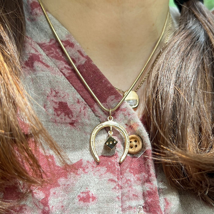 14k Horseshoe with Dangling Dice Charm