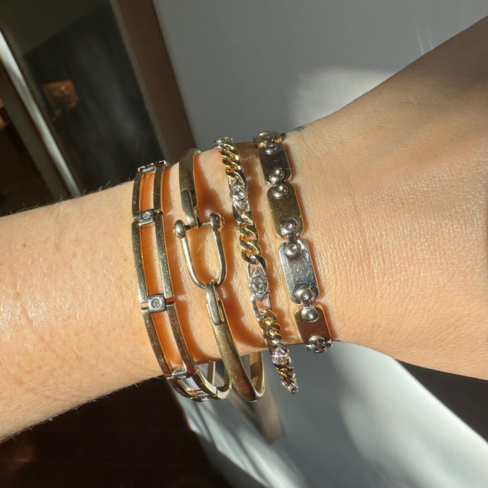 14k Diamond Rectangular Link Bracelet