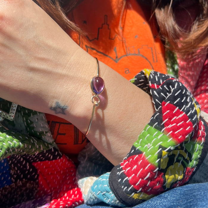 Bespoke 14k Amethyst Cabochon Bracelet
