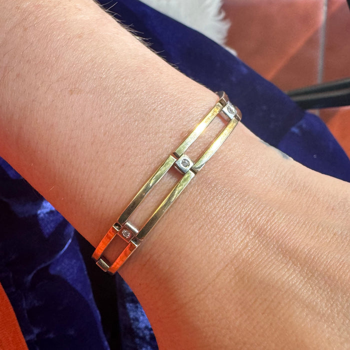 14k Diamond Rectangular Link Bracelet
