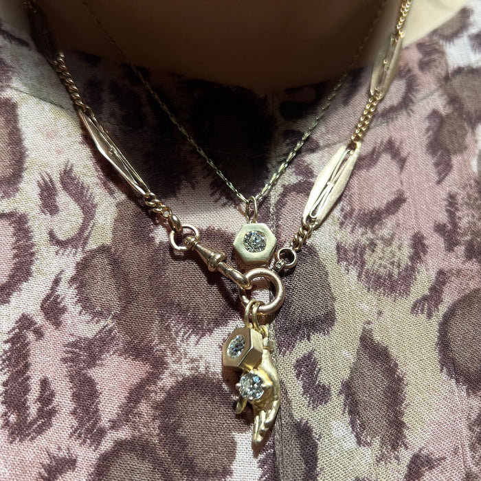Bespoke .62 Old Mine Cut Hex Pendant