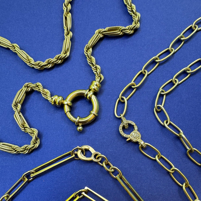 14k Textured Rope Watch Chain with XL Clasp