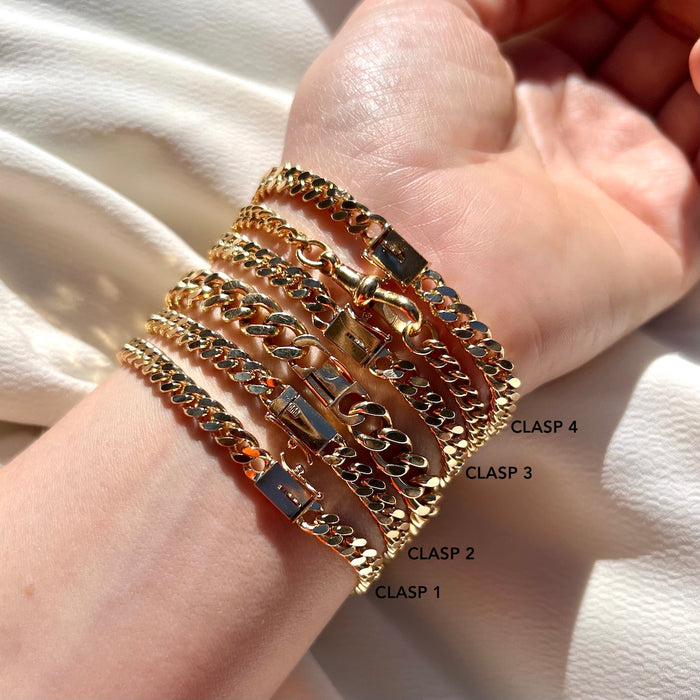 14k Mali Garnet Hex Bezel Curb Bracelets