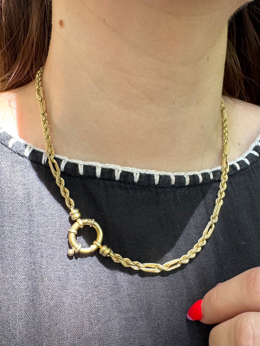 14k Textured Rope Watch Chain with XL Clasp