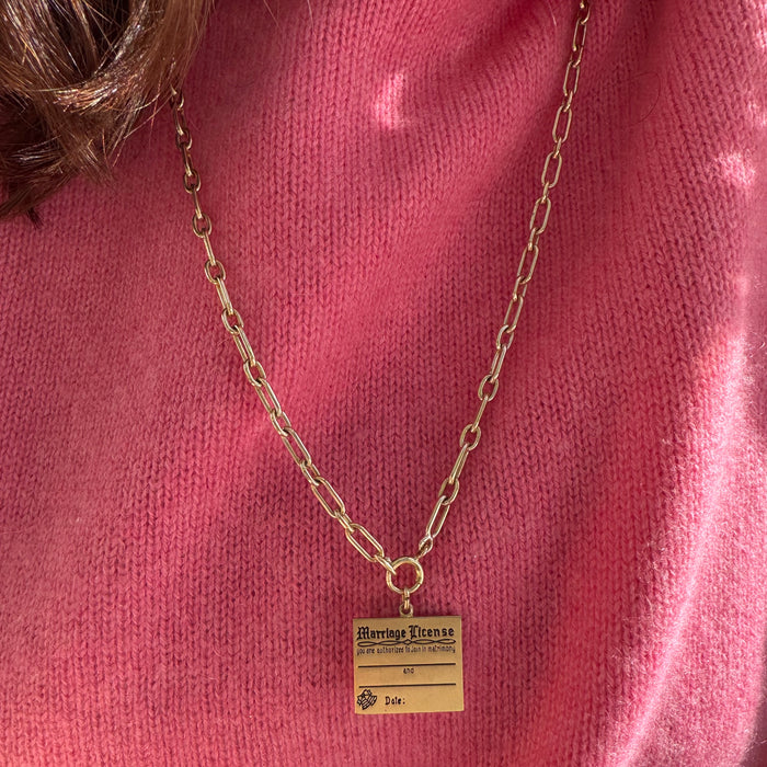 14k Marriage License Engravable Charm