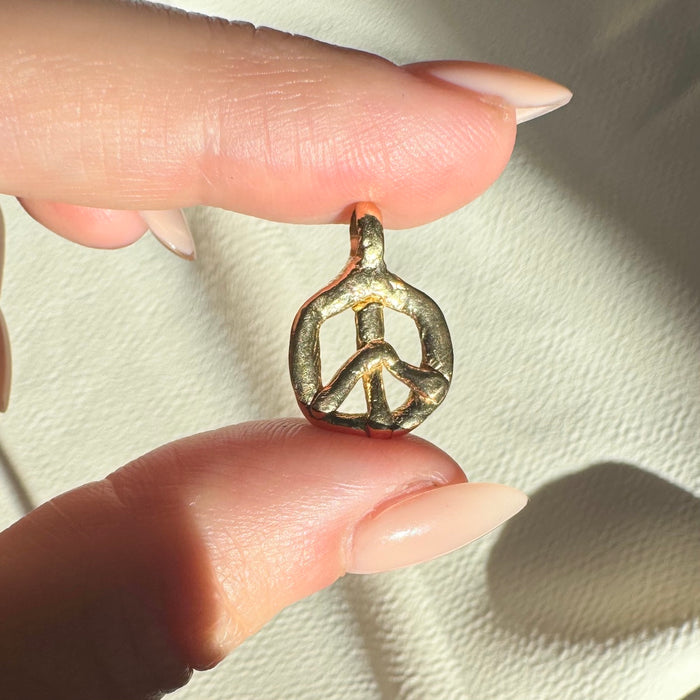 14k Handmade Peace Sign Charm