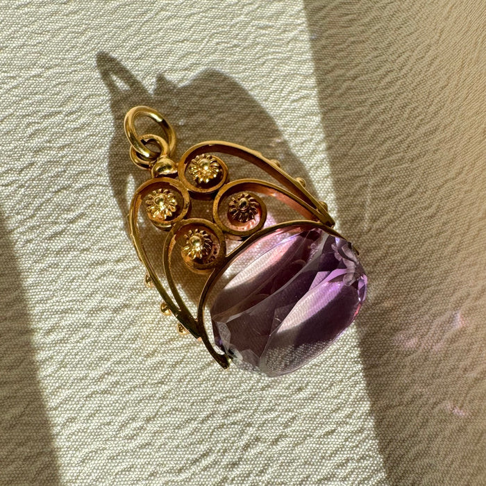 Antique 18k Amethyst Spinner Pendant