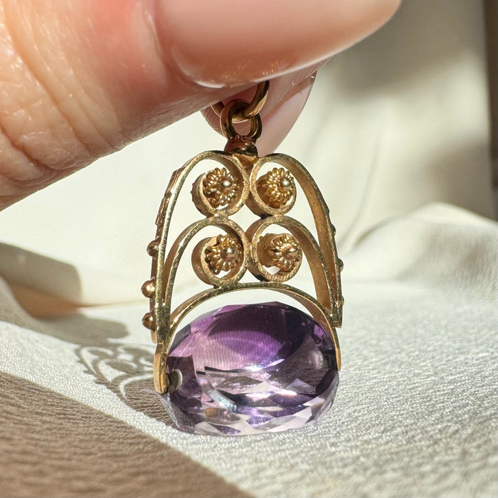 Antique 18k Amethyst Spinner Pendant