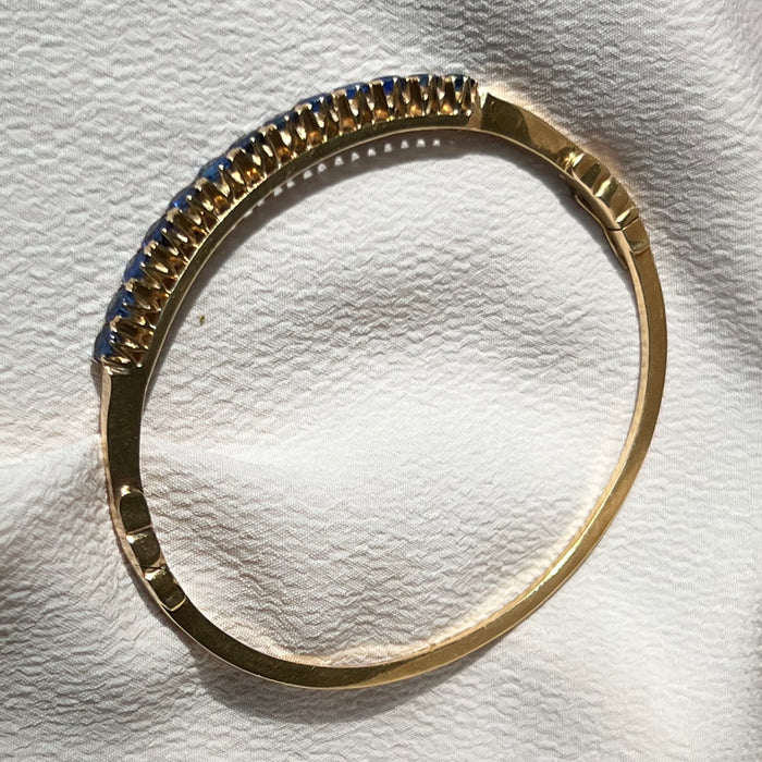 18k Ruby and Sapphire Hinged Bangle Bracelets