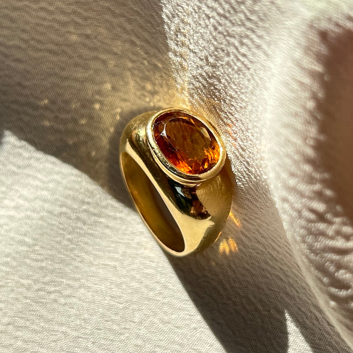 18k Chunky Bezel Set Citrine Ring