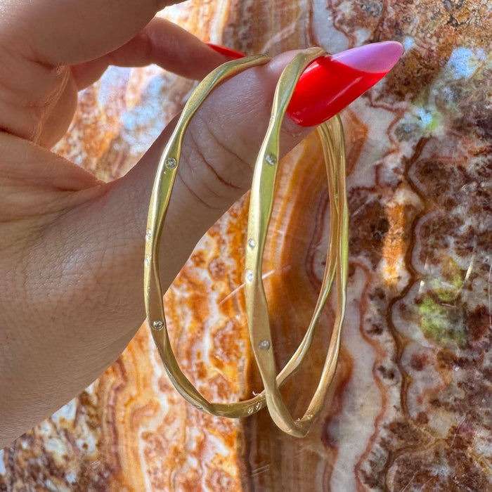 18k Diamond Freeform 2.5" Hoops