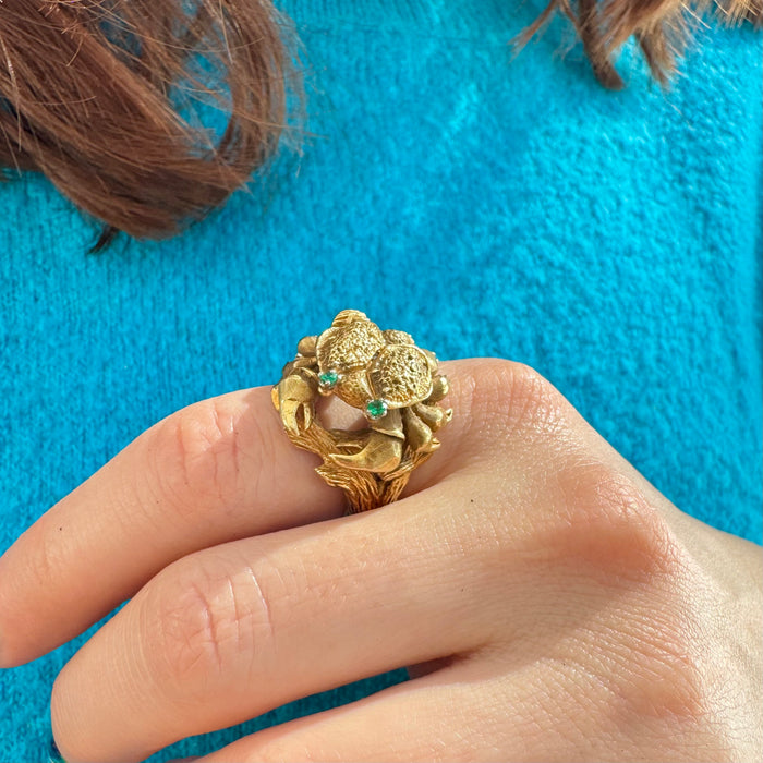 Insane 18k Emerald Crab Ring