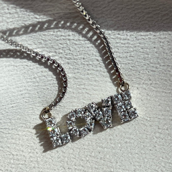 Platinum and 14k Diamond LOVE Necklace