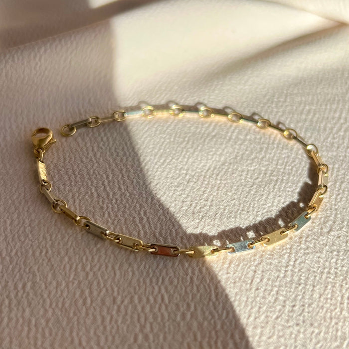 18k Bi-Color Tab Link Bracelet