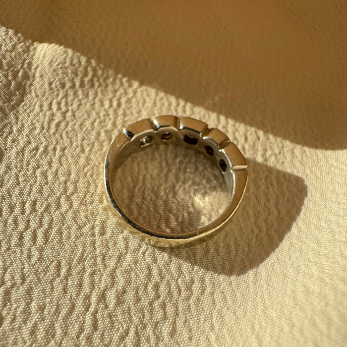 14k Princess and Round Diamond Band