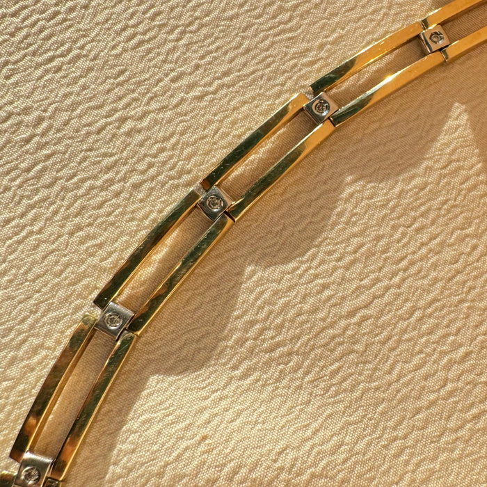 14k Diamond Rectangular Link Bracelet